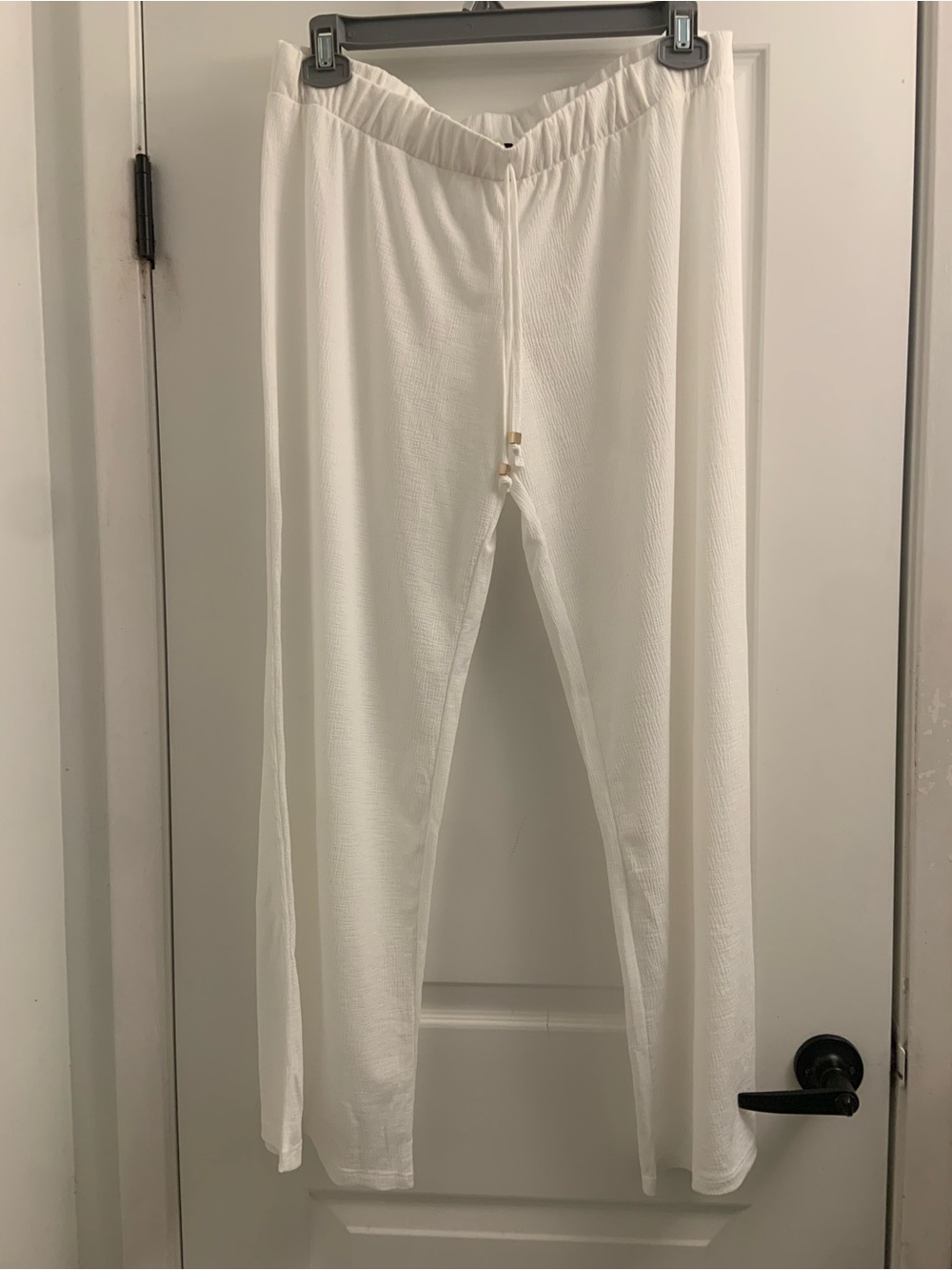 Sheer White Swim Coverup Pants with Drawstring Waist